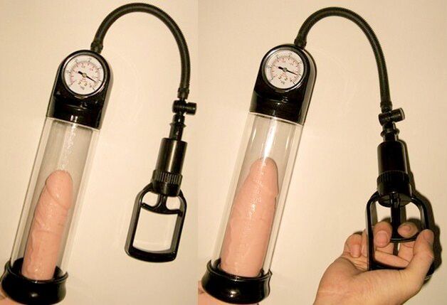 Vacuum pump in action - the penis enlargement process