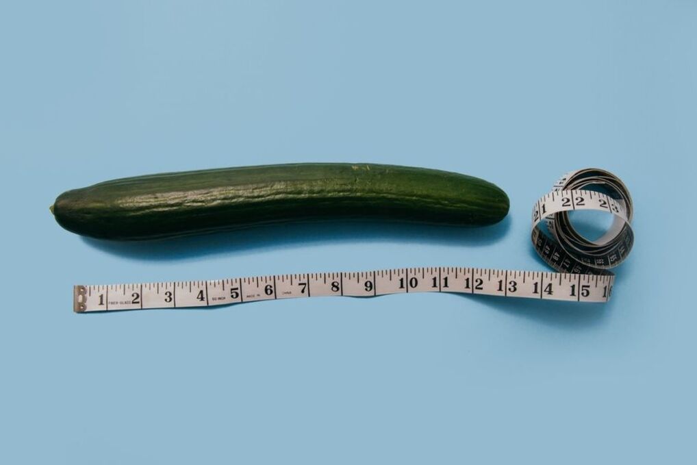 Penis size measurement using a cucumber example